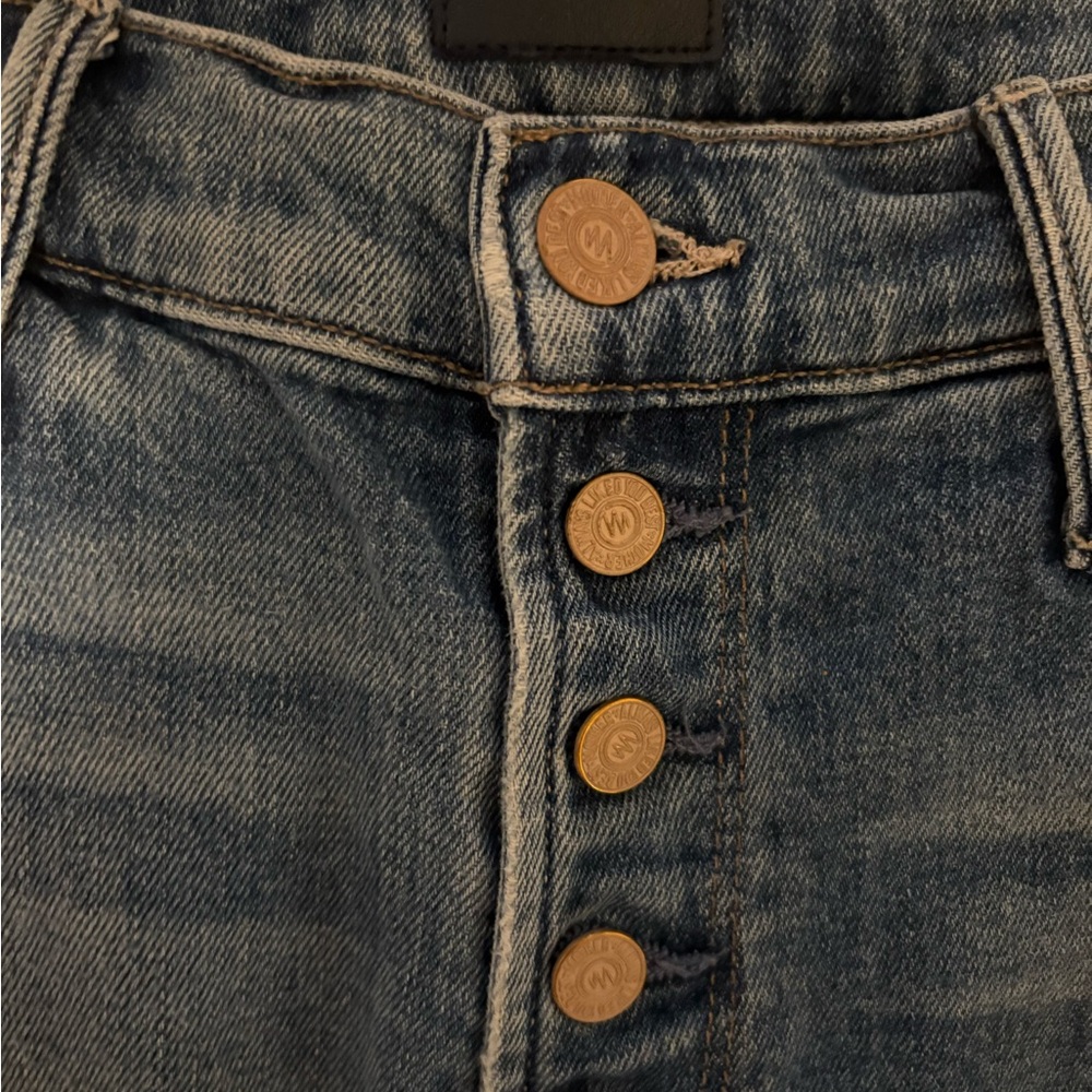 MOTHER The Pixie Dazzler Ankle Fray Distressed Button Fly Jeans - Picture 3 of 7